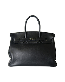 Birkin 35 Veau Taurillon Clemence Leather in Black, I in Square, 3*